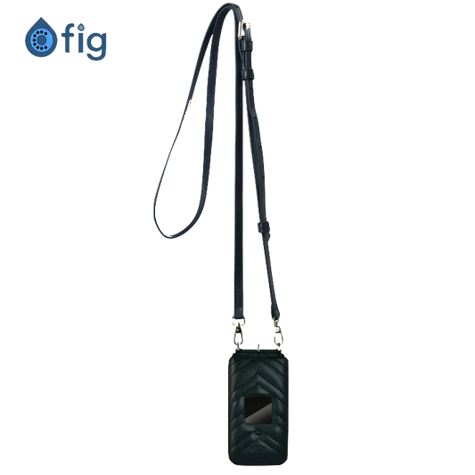 Fig Flip II Genuine Leather Crossbody Case (with strap) - Black