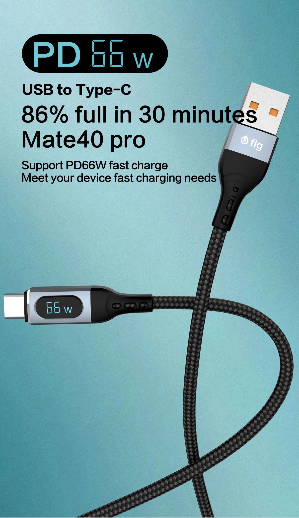 FIG DISPLAY FAST CHARGE CABLE TYPE C