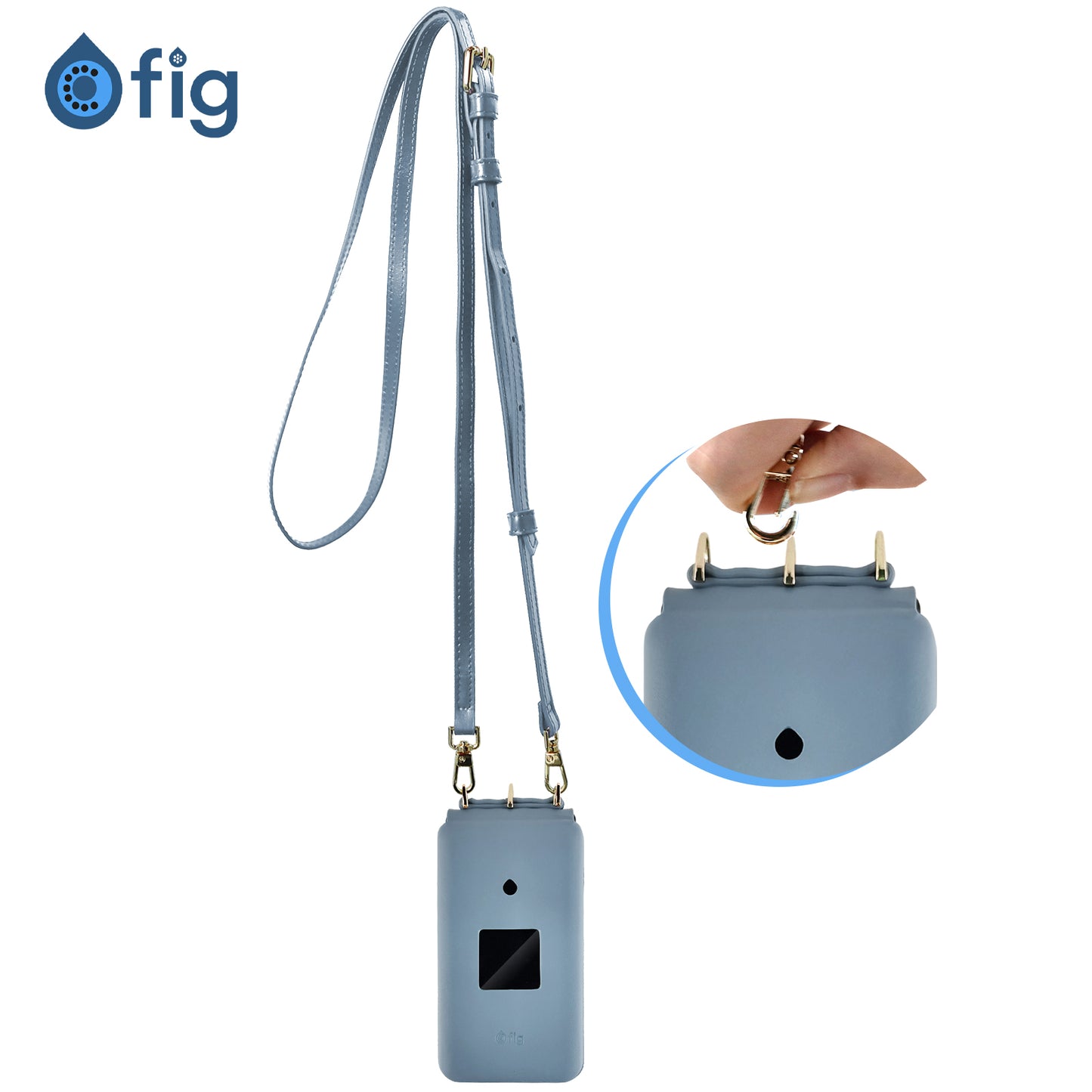 Fig Flip II Genuine Leather Crossbody Case (with strap) - Light Blue