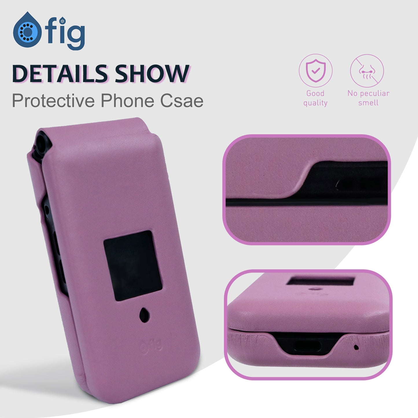 Fig Mini Shockproof Genuine Leather Case - Pink
