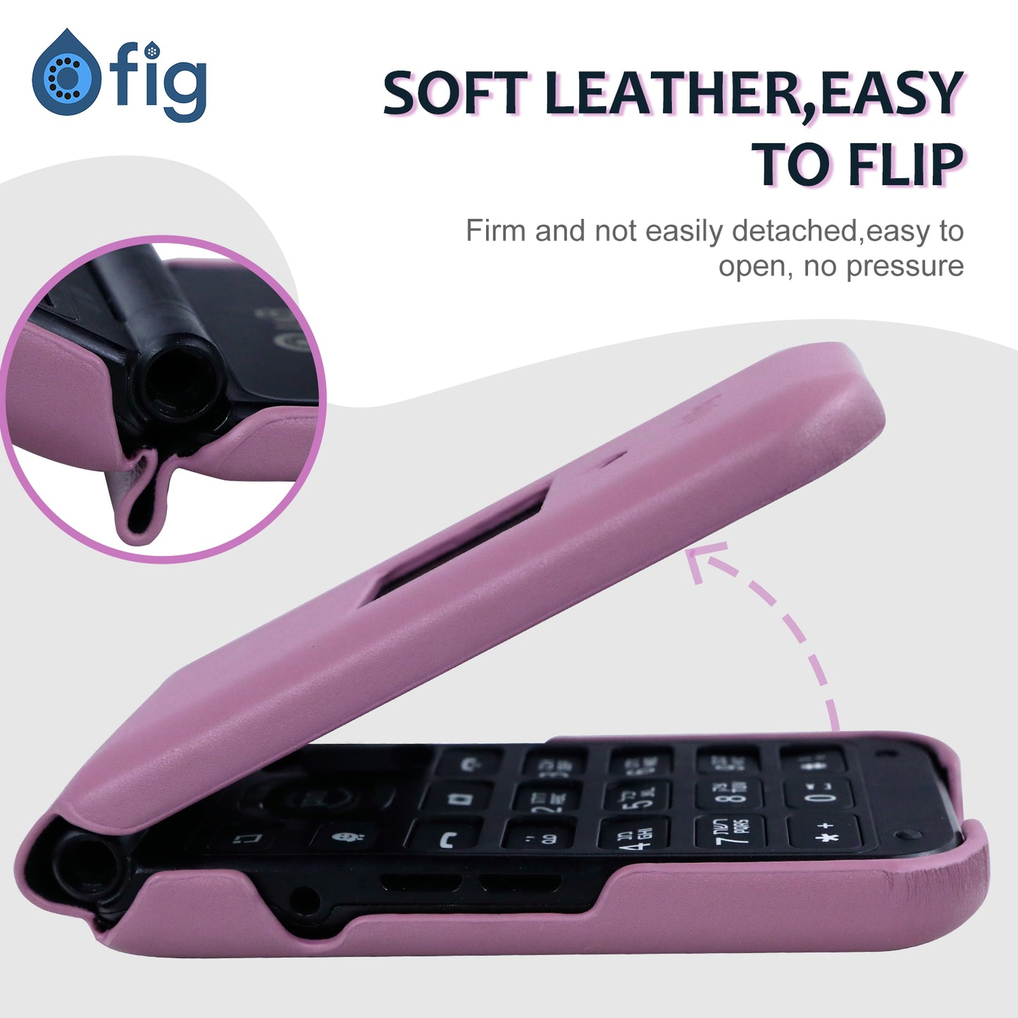 Fig Mini Shockproof Genuine Leather Case - Pink