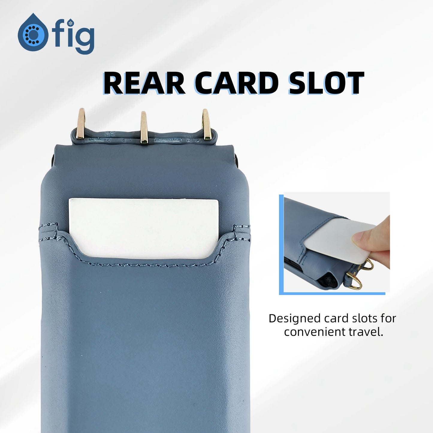 Fig Flip II Genuine Leather Crossbody Case (with strap) - Light Blue