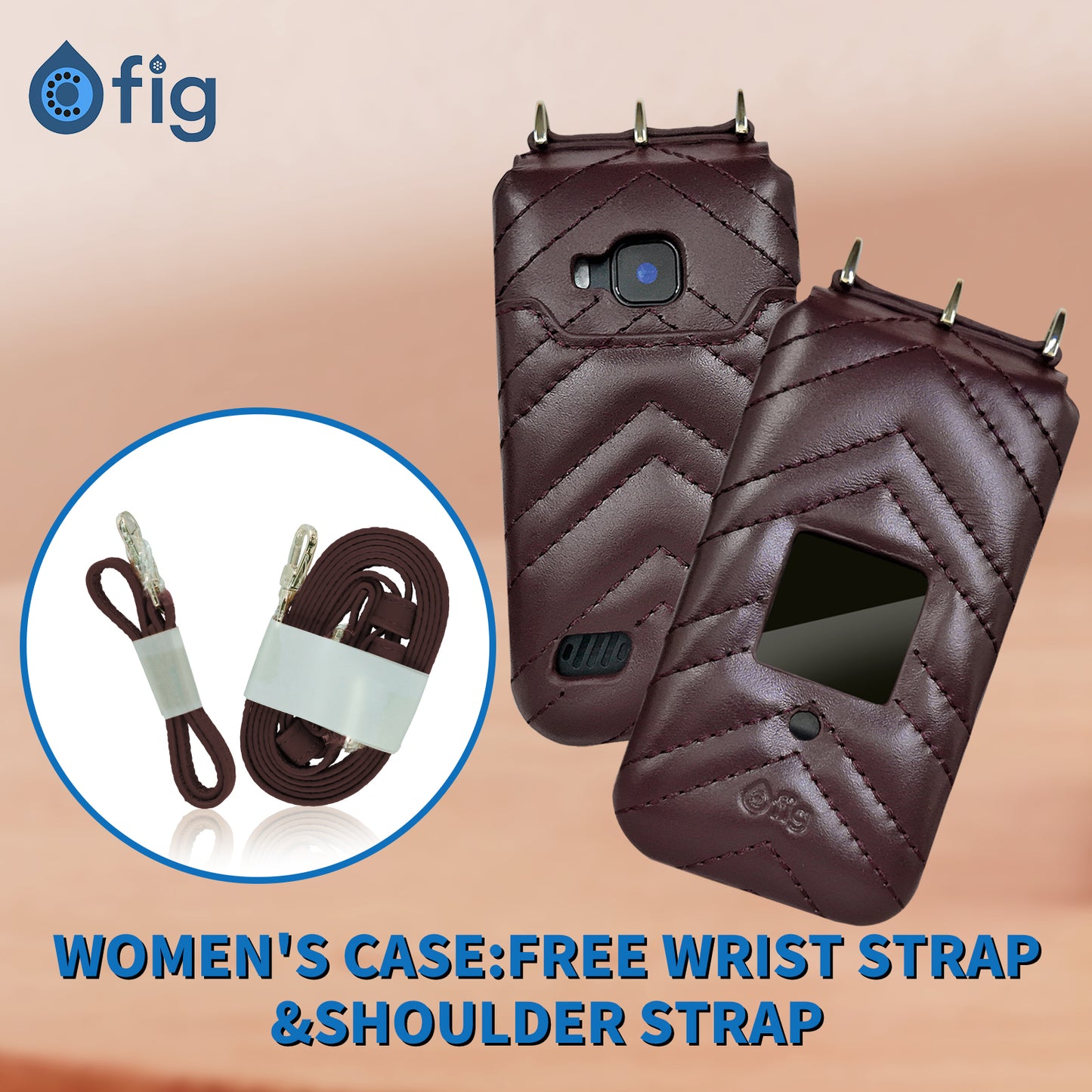 Fig Mini Genuine Leather Crossbody Case (with strap) - Maroon