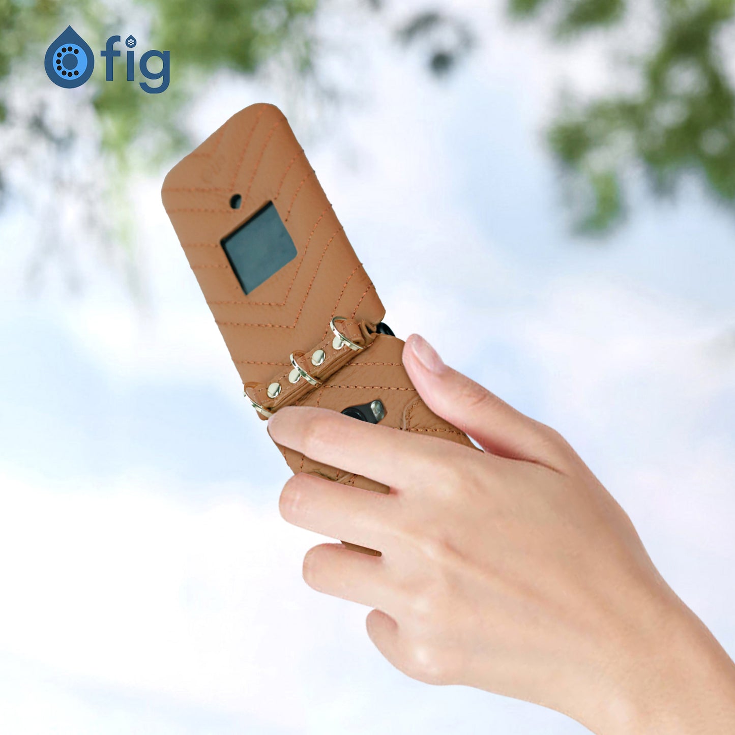 Fig Mini Genuine Leather Crossbody Case (with strap) - Brown