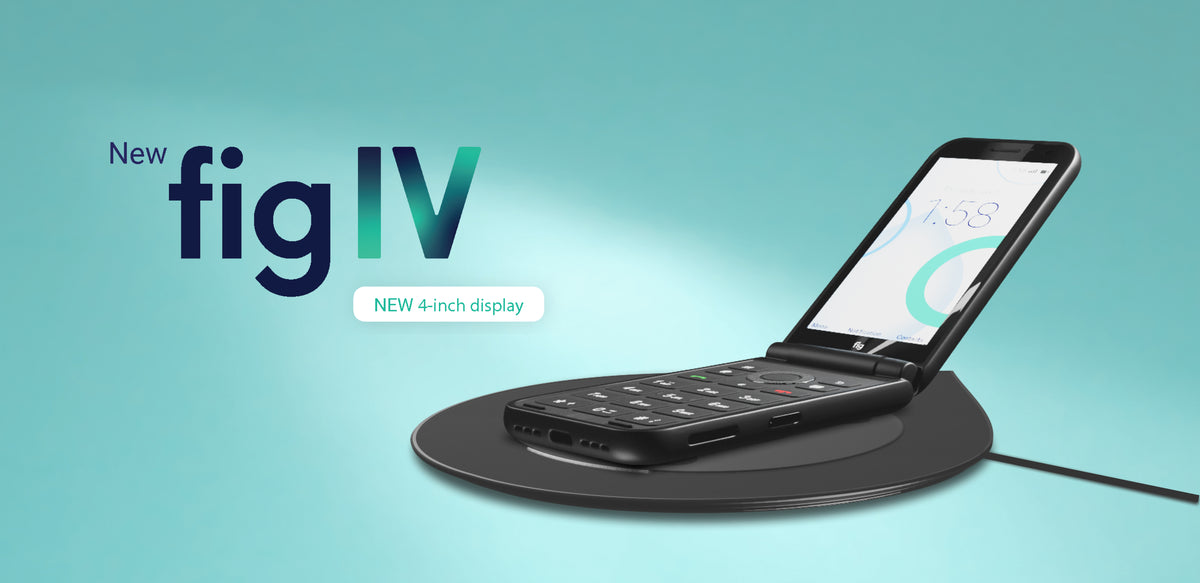 New Fig IV — flip phone with a new 4-inch display, charging on a wireless pad