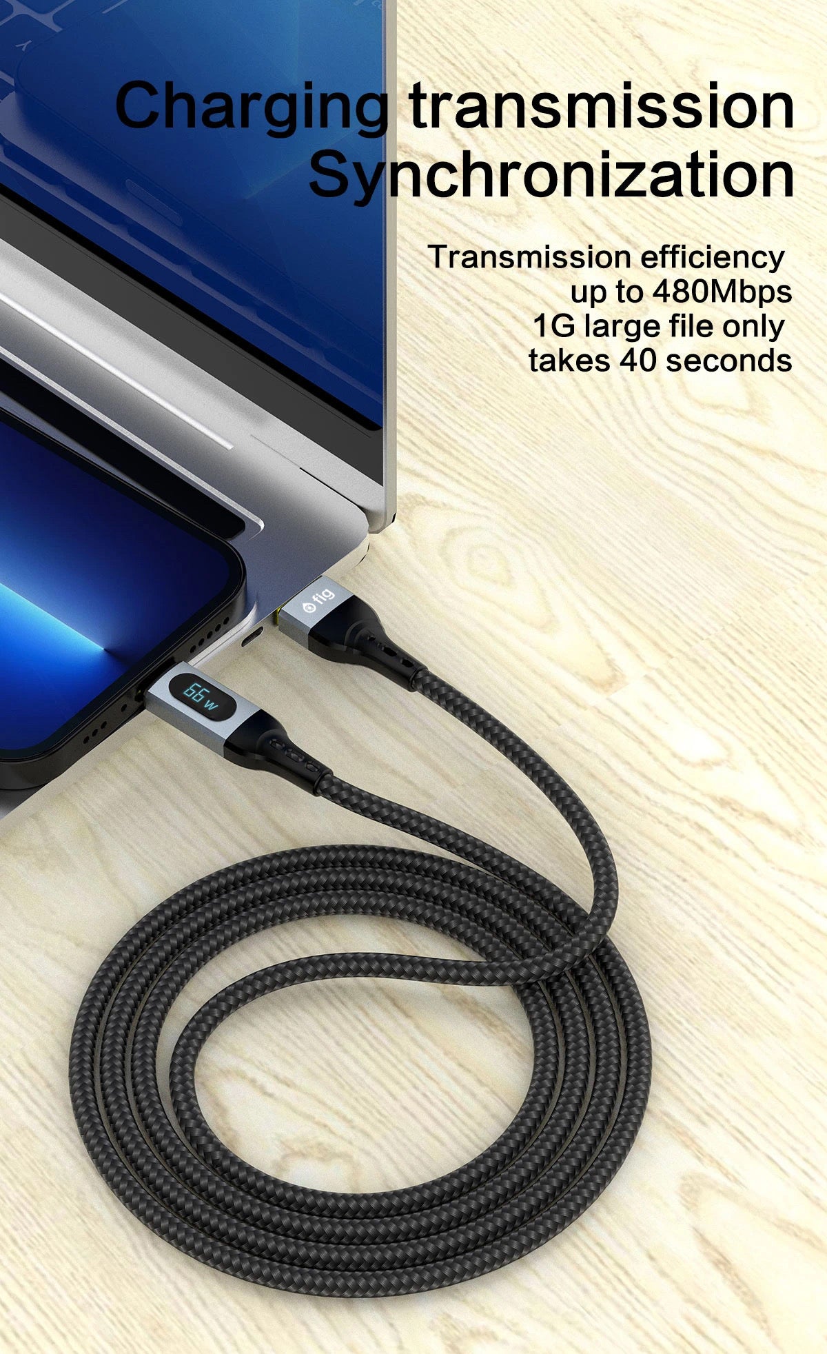 FIG DISPLAY FAST CHARGE CABLE TYPE C