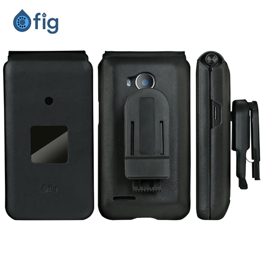 Fig Flip II Shockproof Genuine Leather Case - Black