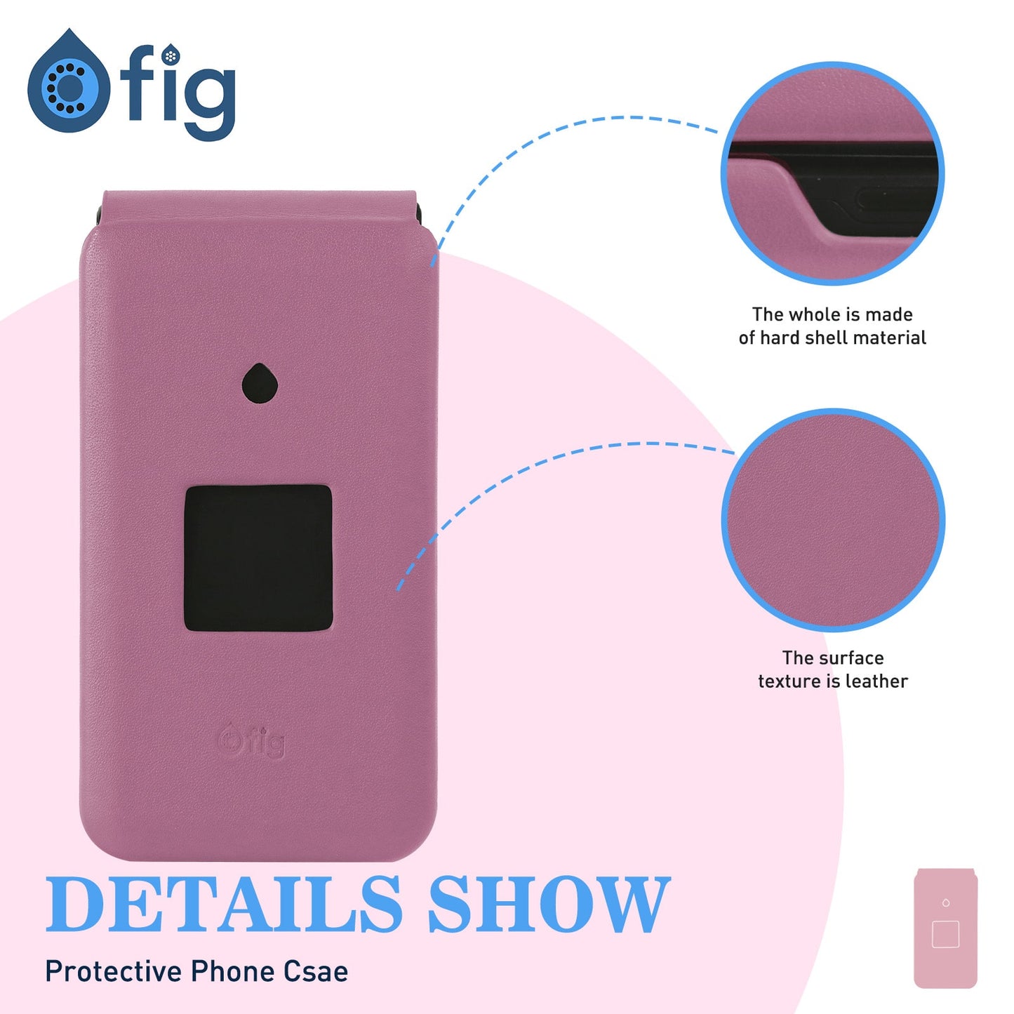 Fig Flip II Shockproof Genuine Leather Case - Pink